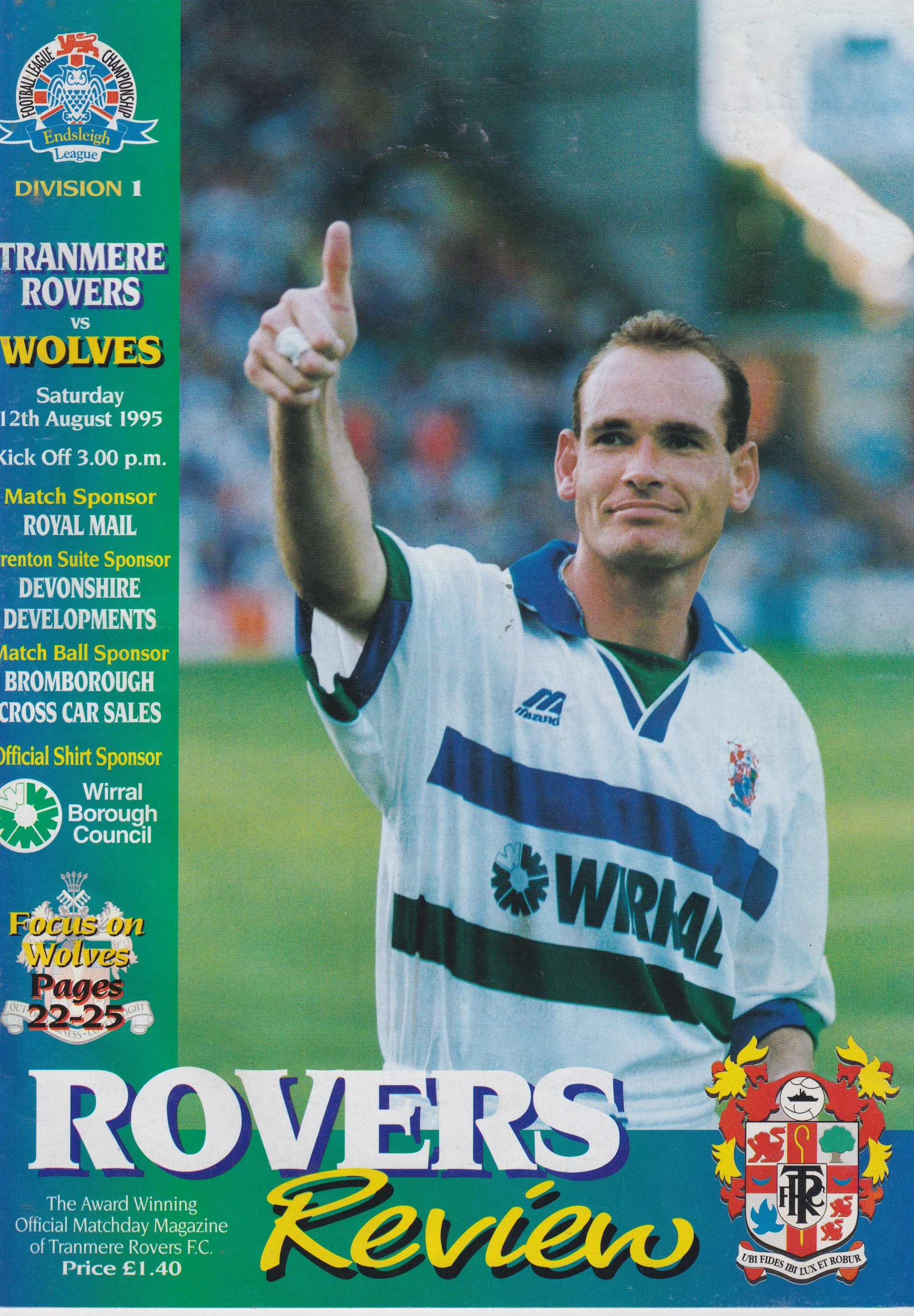 Tranmere Rovers v Wolverhampton Wanderers match programme